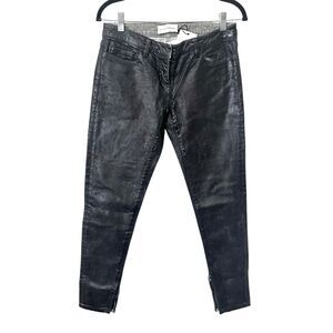 FAITH CONNEXION Coated Slim Fit Distressed Denim Black NWT 26
